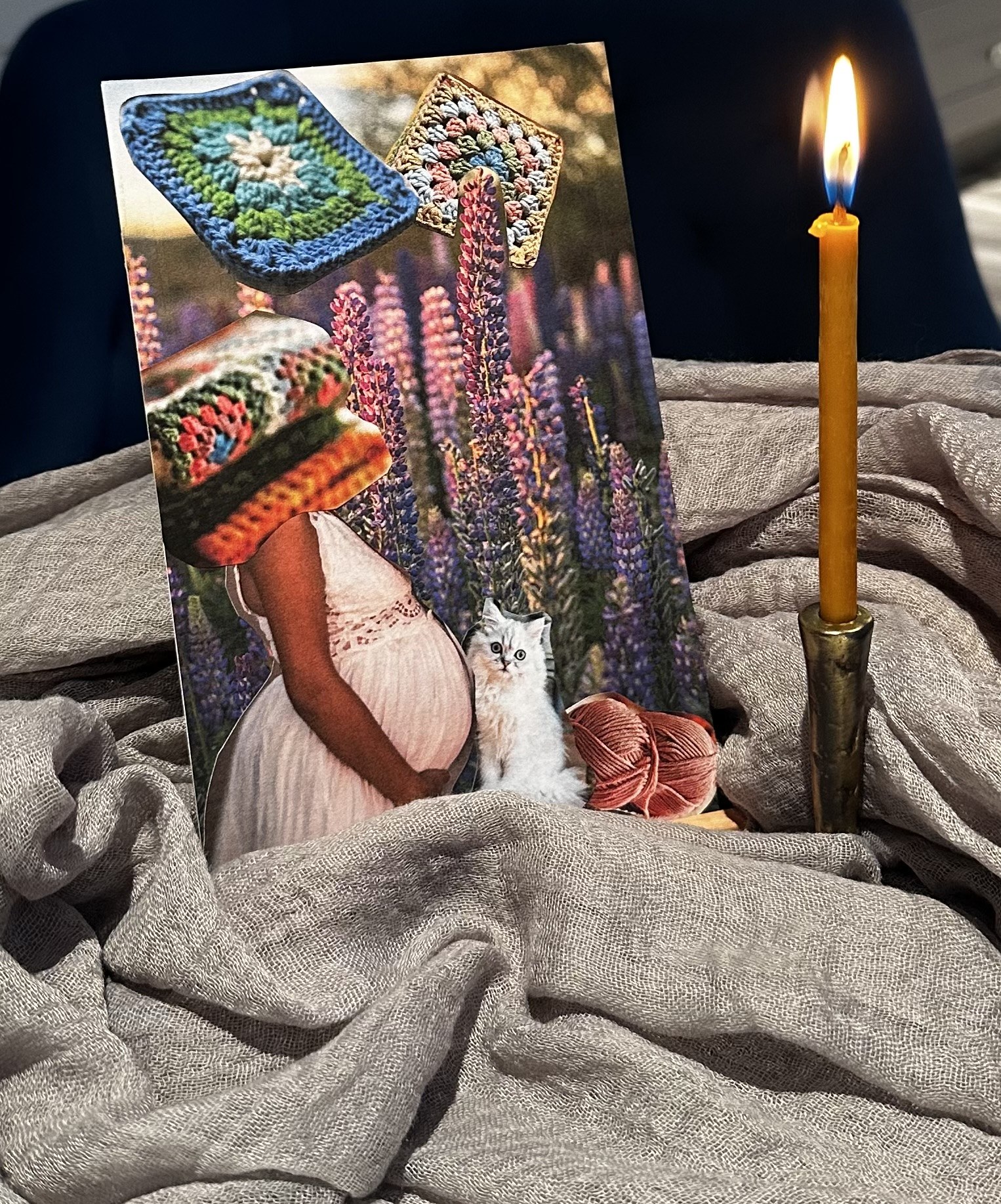 A SoulCollage® card with candle